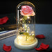 Artificial Eternal Rose LED Light Beauty & The Beast In Glass Cover Home Decor Gift
