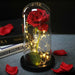 Artificial Eternal Rose LED Light Beauty & The Beast In Glass Cover Home Decor Gift