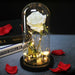 Artificial Eternal Rose LED Light Beauty & The Beast In Glass Cover Home Decor Gift