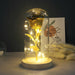Artificial Eternal Rose LED Light Beauty & The Beast In Glass Cover Home Decor Gift
