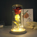 Artificial Eternal Rose LED Light Beauty & The Beast In Glass Cover Home Decor Gift
