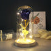 Artificial Eternal Rose LED Light Beauty & The Beast In Glass Cover Home Decor Gift