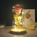 Artificial Eternal Rose LED Light Beauty & The Beast In Glass Cover Home Decor Gift