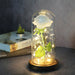 Artificial Eternal Rose LED Light Beauty & The Beast In Glass Cover Home Decor Gift