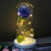 Artificial Eternal Rose LED Light Beauty & The Beast In Glass Cover Home Decor Gift