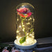 Artificial Eternal Rose LED Light Beauty & The Beast In Glass Cover Home Decor Gift