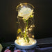 Artificial Eternal Rose LED Light Beauty & The Beast In Glass Cover Home Decor Gift