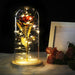 Artificial Eternal Rose LED Light Beauty & The Beast In Glass Cover Home Decor Gift