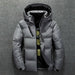 Men Winter Jacket Coat Casual Stand Collar Puffer Thick Hat White Duck Parka