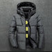 Men Winter Jacket Coat Casual Stand Collar Puffer Thick Hat White Duck Parka