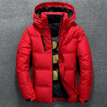 Men Winter Jacket Coat Casual Stand Collar Puffer Thick Hat White Duck Parka