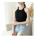 Women Crop Tops Off Shoulder Knitted Tank Tops O-Neck Sleeveless Solid Casual Tops