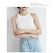 Women Crop Tops Off Shoulder Knitted Tank Tops O-Neck Sleeveless Solid Casual Tops