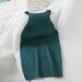 Women Crop Tops Off Shoulder Knitted Tank Tops O-Neck Sleeveless Solid Casual Tops