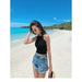 Women Crop Tops Off Shoulder Knitted Tank Tops O-Neck Sleeveless Solid Casual Tops
