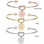 Fashion Knot Initial Bangle A-Z Letters Alphabet Charm Pendant Bracelets Unisex Jewelry