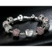 Silver Plated Charm Bracelet & Bangle Love and Flower Beads Women Jewelry