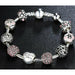 Silver Plated Charm Bracelet & Bangle Love and Flower Beads Women Jewelry