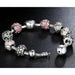 Silver Plated Charm Bracelet & Bangle Love and Flower Beads Women Jewelry