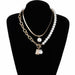 Fashion 2 Layers Pearls Geometric Pendants Necklaces Women Designer Gold Jewelry