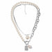Fashion 2 Layers Pearls Geometric Pendants Necklaces Women Designer Gold Jewelry