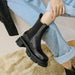 Women Leather Ankle Boots Fashion Platform Warm Fur High Heel Shoes