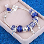 Pink Crystal Charm 925 Sterling Silver Bracelets Women Designer Murano Beads Jewelry
