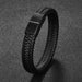 Black/Brown Braided Leather Bracelet Stainless Steel Magnetic Clasp Fashion Unisex Jewelry
