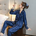 Luxury Pajama Suit Imitation Silk Pajamas Couple Sleepwear Men & Women Nightwear