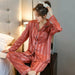 Luxury Pajama Suit Imitation Silk Pajamas Couple Sleepwear Men & Women Nightwear