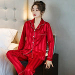 Luxury Pajama Suit Imitation Silk Pajamas Couple Sleepwear Men & Women Nightwear