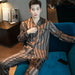 Luxury Pajama Suit Imitation Silk Pajamas Couple Sleepwear Men & Women Nightwear