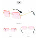 Retro All Season Sunglasses Women Brand Designer Gradient Cutting Lens Ladies Frameless Eyeglasses