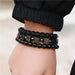 3Pc/Sets Matte Beads Stone Charm Bracelets Men Women Vintage Jewelry
