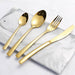 24PCS Gold Tableware Cutlery Dinner Set Knives Forks Spoons Dinnerware Set