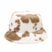 New Winter Cow Print Plush Bucket Hats for Women Men Outdoor Warm Hat