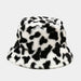 New Winter Cow Print Plush Bucket Hats for Women Men Outdoor Warm Hat
