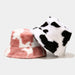 New Winter Cow Print Plush Bucket Hats for Women Men Outdoor Warm Hat