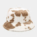 New Winter Cow Print Plush Bucket Hats for Women Men Outdoor Warm Hat