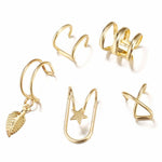 12pcs/set Fashion Ear Cuffs Leaf Clip Earrings Women Climbers No Piercing Earrings Set