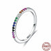 Rainbow Silver Rings Women Wedding Sterling Silver Ring Fine Jewelry