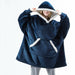 Oversized Hoodie Blanket With Sleeves Sweatshirt Plaid Winter Fleece Hoody