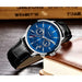 Men Watches LIGE Brand Leather Chronograph Waterproof Sporty Wristwatch