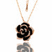 Fashion Rose Flower Enamel Jewelry Set Black Painting Pendant Earrings Ring Jewelry Sets