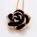 Fashion Rose Flower Enamel Jewelry Set Black Painting Pendant Earrings Ring Jewelry Sets