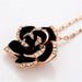 Fashion Rose Flower Enamel Jewelry Set Black Painting Pendant Earrings Ring Jewelry Sets
