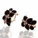 Fashion Rose Flower Enamel Jewelry Set Black Painting Pendant Earrings Ring Jewelry Sets