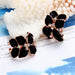 Fashion Rose Flower Enamel Jewelry Set Black Painting Pendant Earrings Ring Jewelry Sets