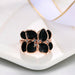 Fashion Rose Flower Enamel Jewelry Set Black Painting Pendant Earrings Ring Jewelry Sets