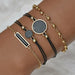 Women 5pcs Quartz Wristwatch Leather Strap Ladies Bracelet Luxury Watch